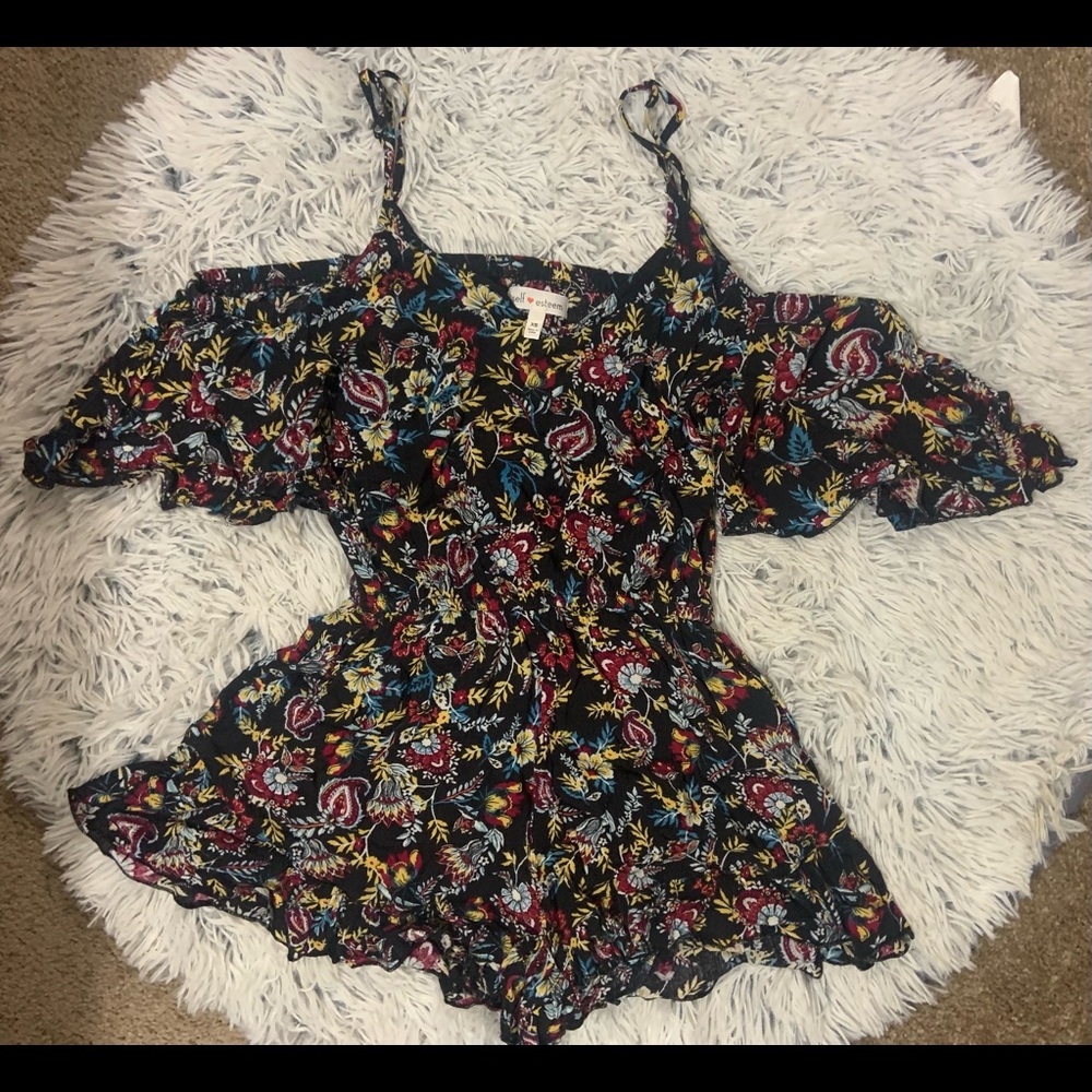 Off the shoulder printed romper